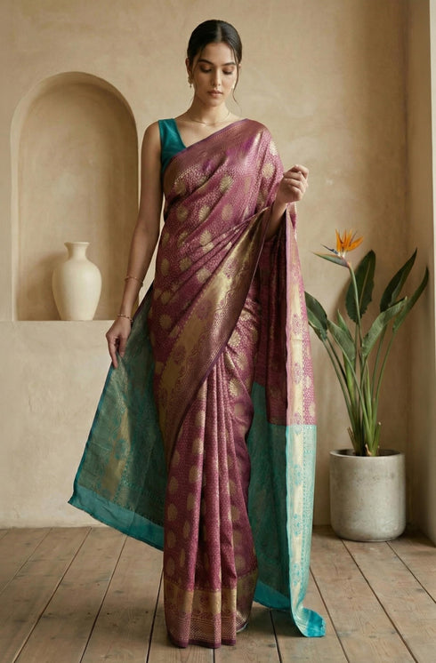 Vasthrlay Purple Jacquard Saree