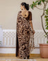 Vasthrlay Georgette Printed Unstitched Dark Green Saree