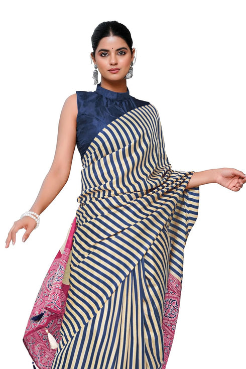 Vasthrlay Fashion Stripes Printed Ethnic Wear