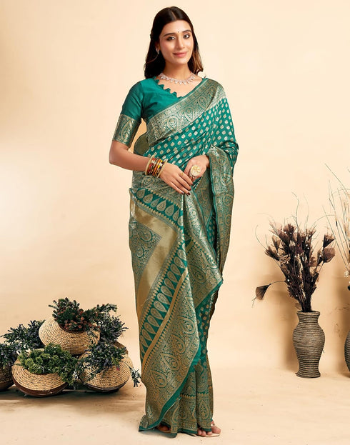 Vasthrlay Kanjivaram Banarasi Wedding Light Green Saree