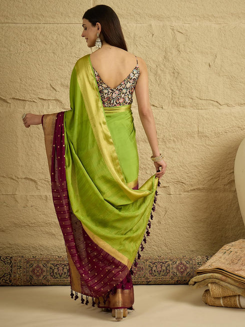 Vasthrlay Wovendesign Tasselsandlatkans Unstitched Blousepiece Ethnic Wear