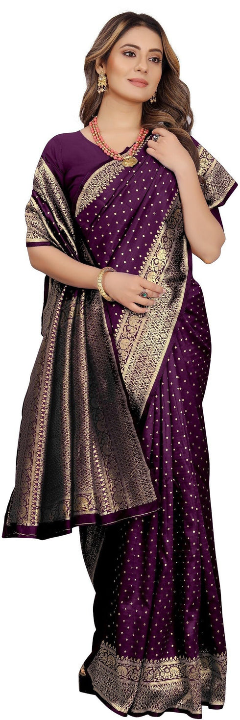 Vasthrlay Purple Kanjivaram Saree