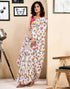 Vasthrlay Womens Printed Unstitched White Saree