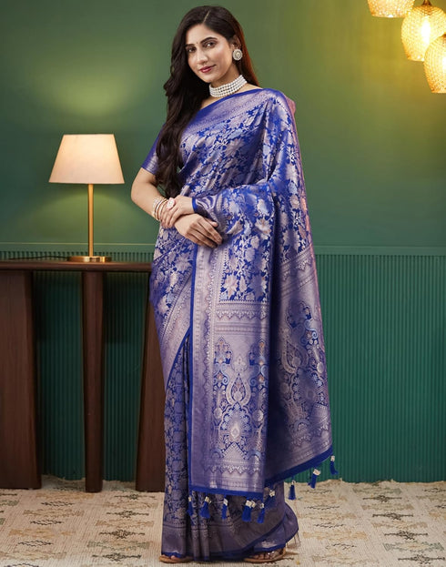 Vasthrlay Banarasi Kanjivaram Unstitched Black Saree