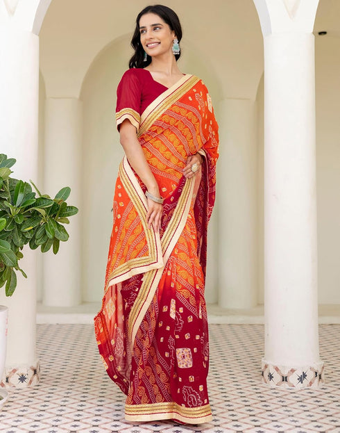 Vasthrlay Georgette Unstitched Multicolor Saree
