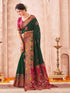 Vasthrlay Womens Weaving Unstitched Dark Green Saree