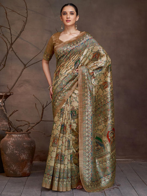 Vasthrlay Madhubani Printed Unstitched Hs Ethnic Wear