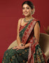 Vasthrlay Georgette Bandhani Dark Green & Maroon Saree With Unstitched Blouse Piece