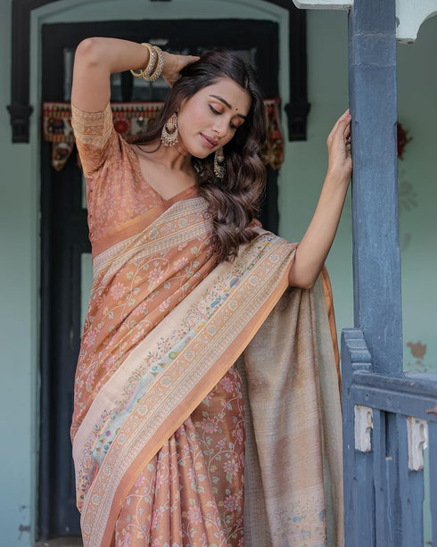 Vasthrlay Handloom Turquoise Paisley Saree