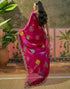 Vasthrlay Scalloped Embroidery Unstitched Lime Green Saree