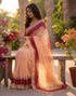 Vasthrlay Womens Printed Unstitched Peach Saree