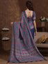 Vasthrlay Weaving Printed Blue Saree With Unstitched Blouse Piece