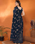 Vasthrlay Georgette Weaving Rama Blue Saree With Unstitched Blouse Piece