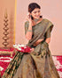 Vasthrlay Kanjivaram Jacquard Green Saree With Unstitched Blouse Piece