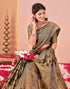 Vasthrlay Kanjivaram Jacquard Unstitched Rama Green Saree