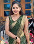 Vasthrlay Womens Banarasi Unstitched Olive Green Saree
