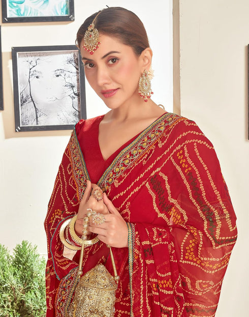 Vasthrlay Georgette Embroidery Unstitched Pink Saree