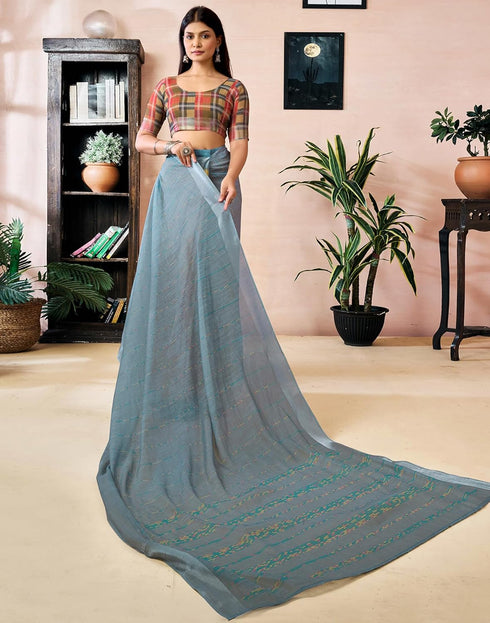 Vasthrlay Womens Printed Unstitched Purple Saree