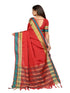Vasthrlay Red Cotton Unstitched Saree