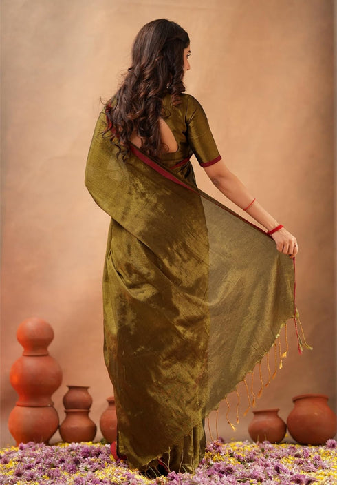 Vasthrlay Handloom Unstitched Brown Ethnic Wear