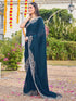 Vasthrlay Scalloped Embroidery Dark Saree