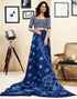 Vasthrlay Womens Printed Unstitched Dark Green Saree