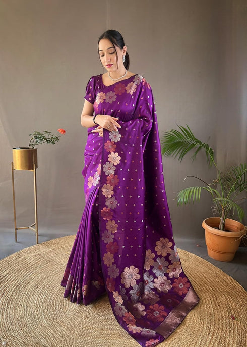 Vasthrlay Women's Paithani Ethnic Unstitched Saree
