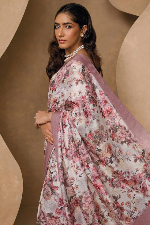 Vasthrlay White Chanderi Floral