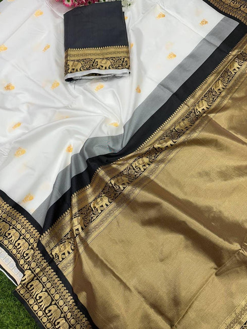 Vasthrlay White Kanjivaram Saree