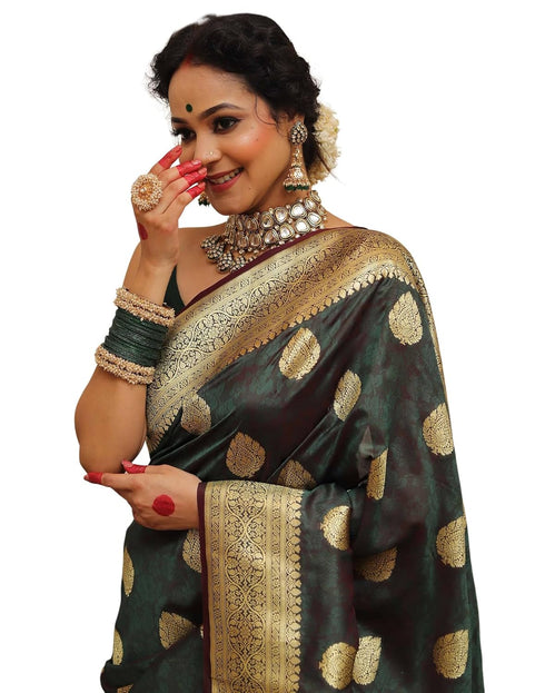 Vasthrlay Kanjivaram Banarasi Wedding Orange Saree