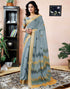 Vasthrlay Womens Printed Unstitched Dark Green Saree