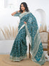 Vasthrlay Printed Tassels Unstitched Khaki Saree