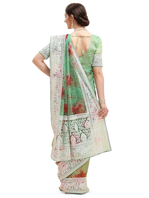 Vasthrlay Organza Lucknowi Embroidered Saree