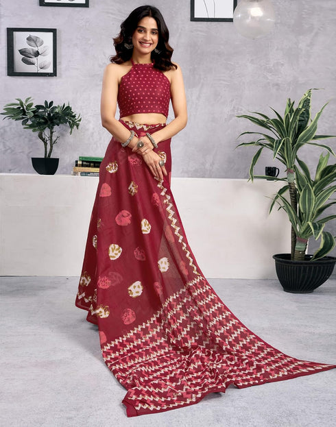 Vasthrlay Womens Printed Unstitched Green Saree