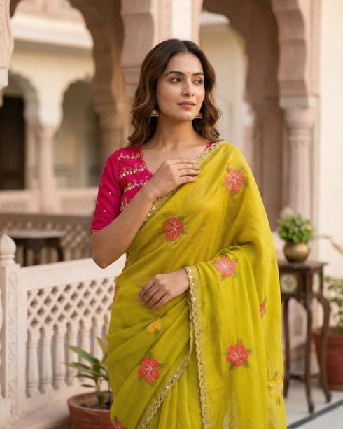 Vasthrlay Handcrafted Embroidered Contrast