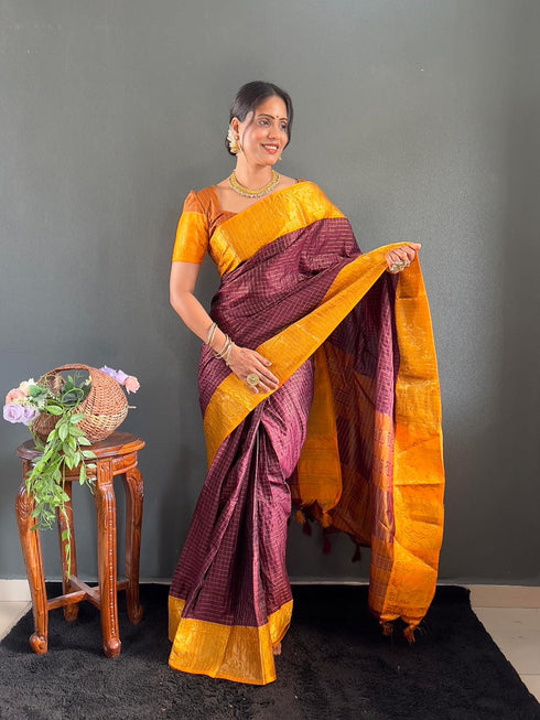 Vasthrlay Kanjivaram Traditional Contrast Included