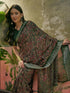 Vasthrlay Georgette Jacquard Green Saree With Unstitched Blouse Piece
