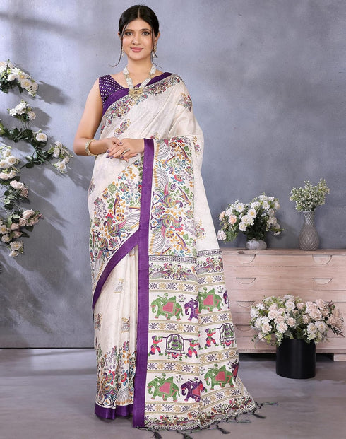 Vasthrlay Printed Unstitched Saree Az Ya Shaadi