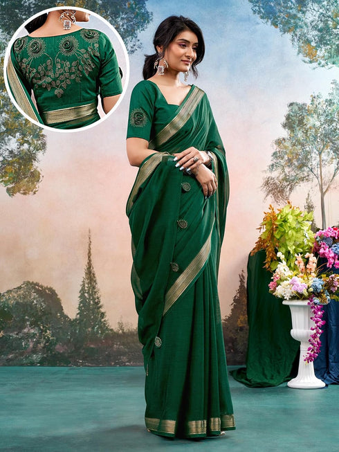 Vasthrlay Chiffon Jacquard Unstitched Black Saree