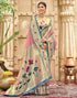 Vasthrlay Paithani Kanjivaram Pink Saree With Cream Unstitched Blouse Piece