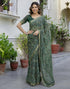 Vasthrlay Georgette Bandhani Unstitched Purple Saree