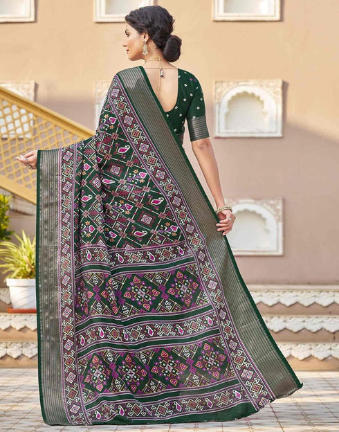 Vasthrlay Printed Traditional Patola Inspired Navyblue