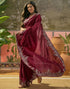 Vasthrlay Scalloped Embroidery Unstitched Maroon Saree