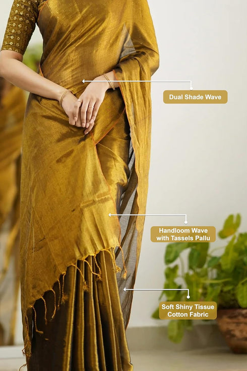 Vasthrlay Handloom Embroidery Unstitched Gold Ethnic Wear