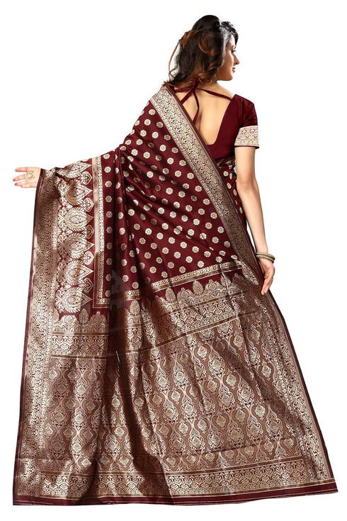Vasthrlay Maroon Kanchipuram San Pari Saree