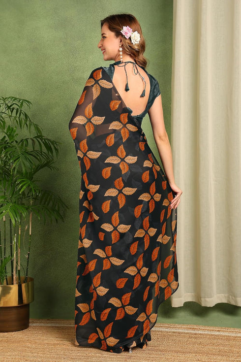 Vasthrlay Fashion Chiffon Printed Red Ethnic Wear