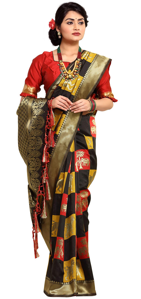 Vasthrlay Banarasi Printed Unstitched Saree