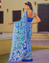 Vasthrlay Georgette Weaving Sky Blue | Dark Blue Saree With Unstitched Blouse Piece