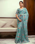 Vasthrlay Womens Printed Unstitched White Saree