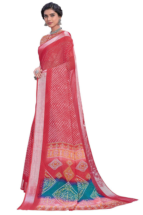 Vasthrlay Bandhani Chiffon Rani Ethnic Wear